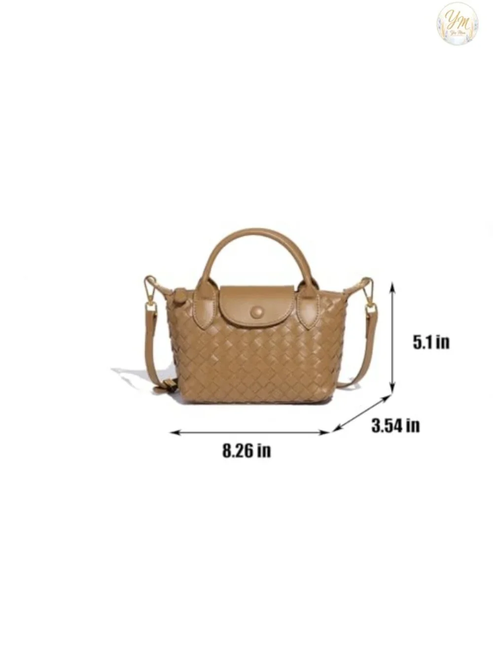 Woven Faux Leather Satchel Handbag Top Handle Crossbody Small